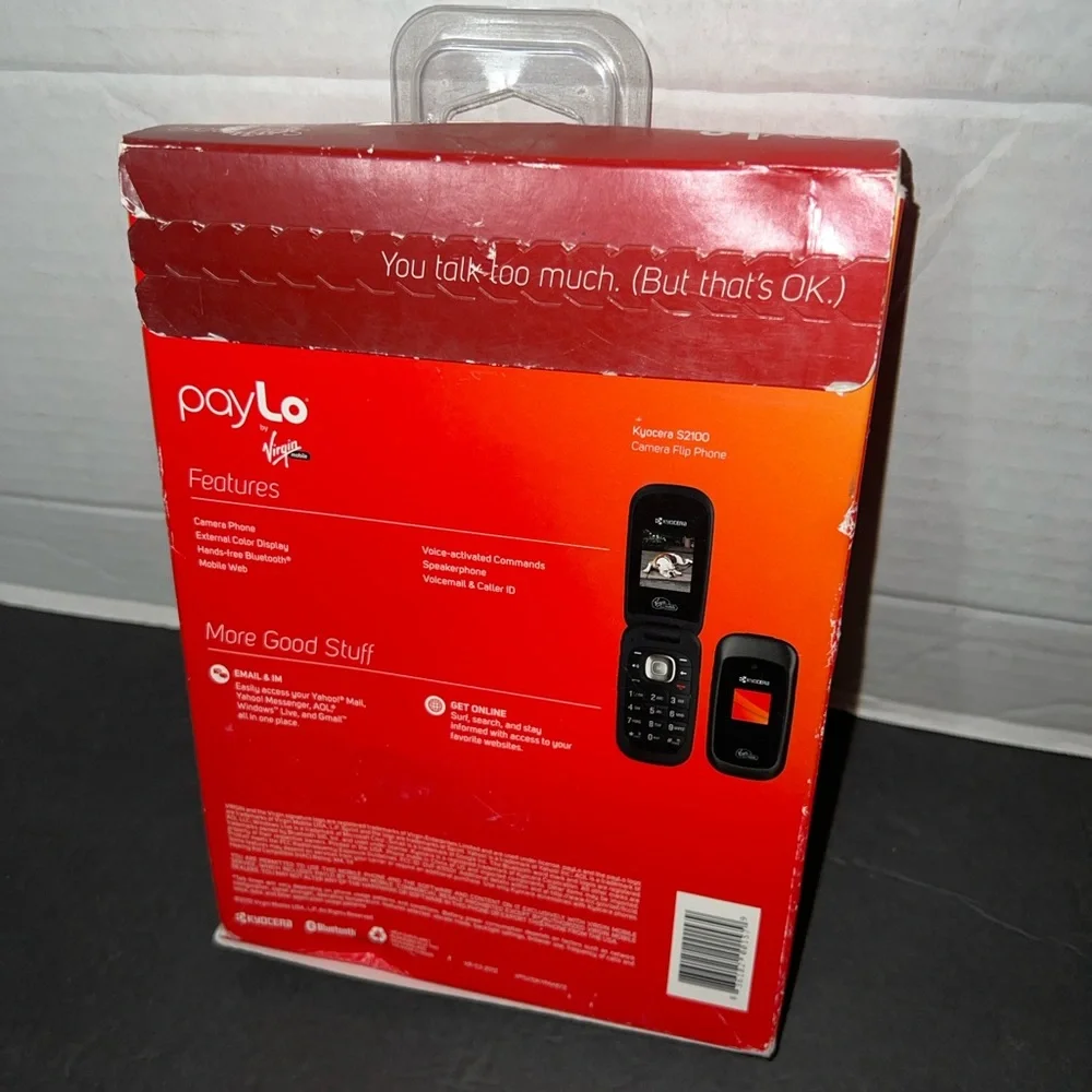 Kyocera S2100 Black Virgin Mobile Cellular Camera Flip Phone PayLo NEW Sealed